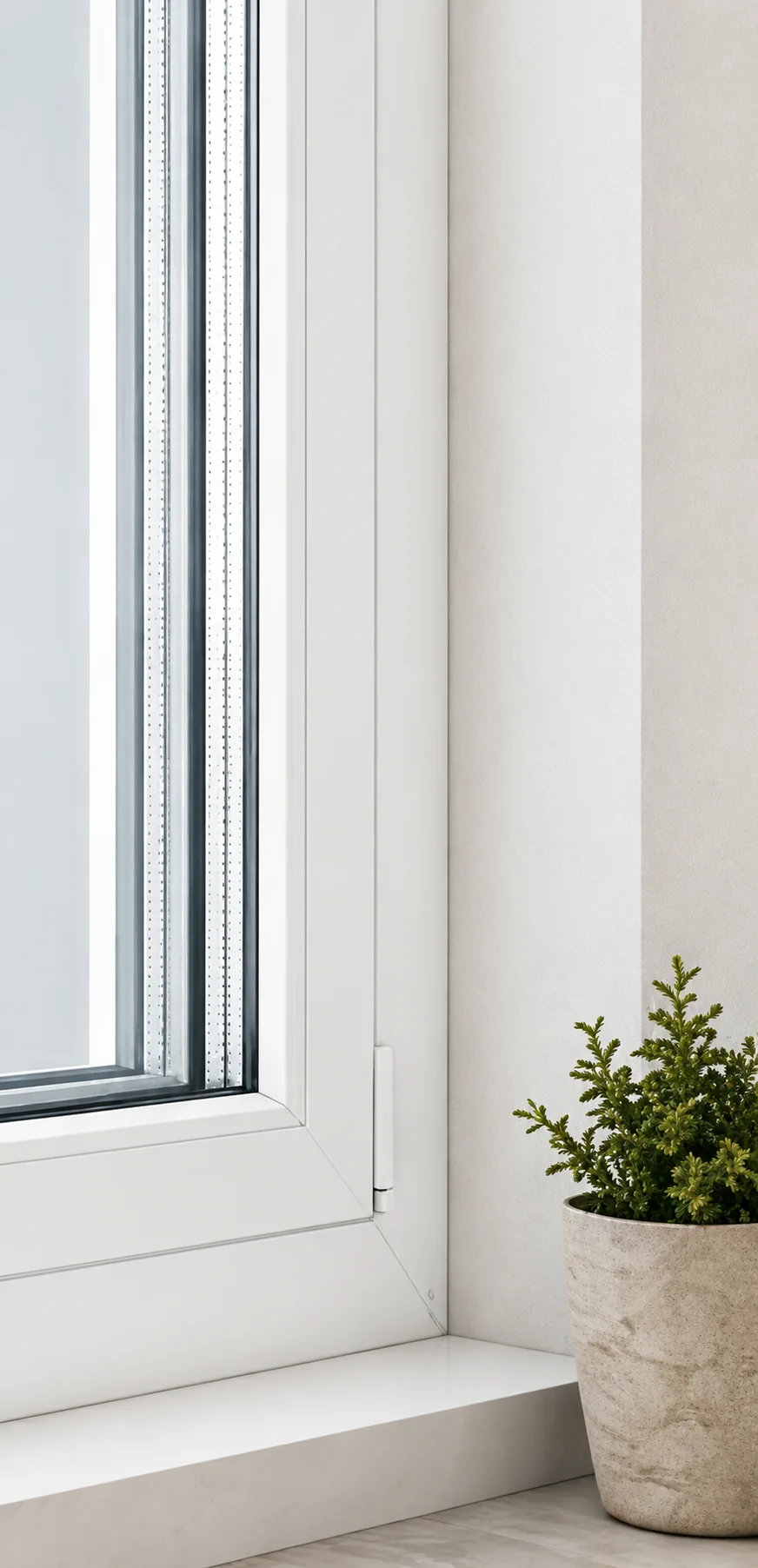 Caixilho de janela em PVC branco de alto desempenho com vidro isolante para habitações energeticamente eficientes em Portugal
